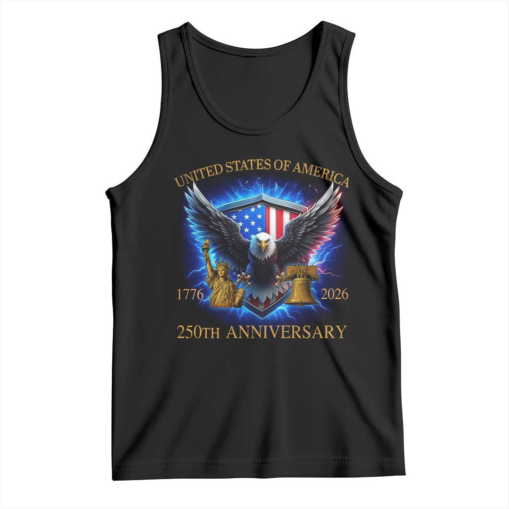 250 Years America Flag Tank Top Eagle 250th Anniversary USA Patriotic 1776 2026 TS10 Black Print Your Wear