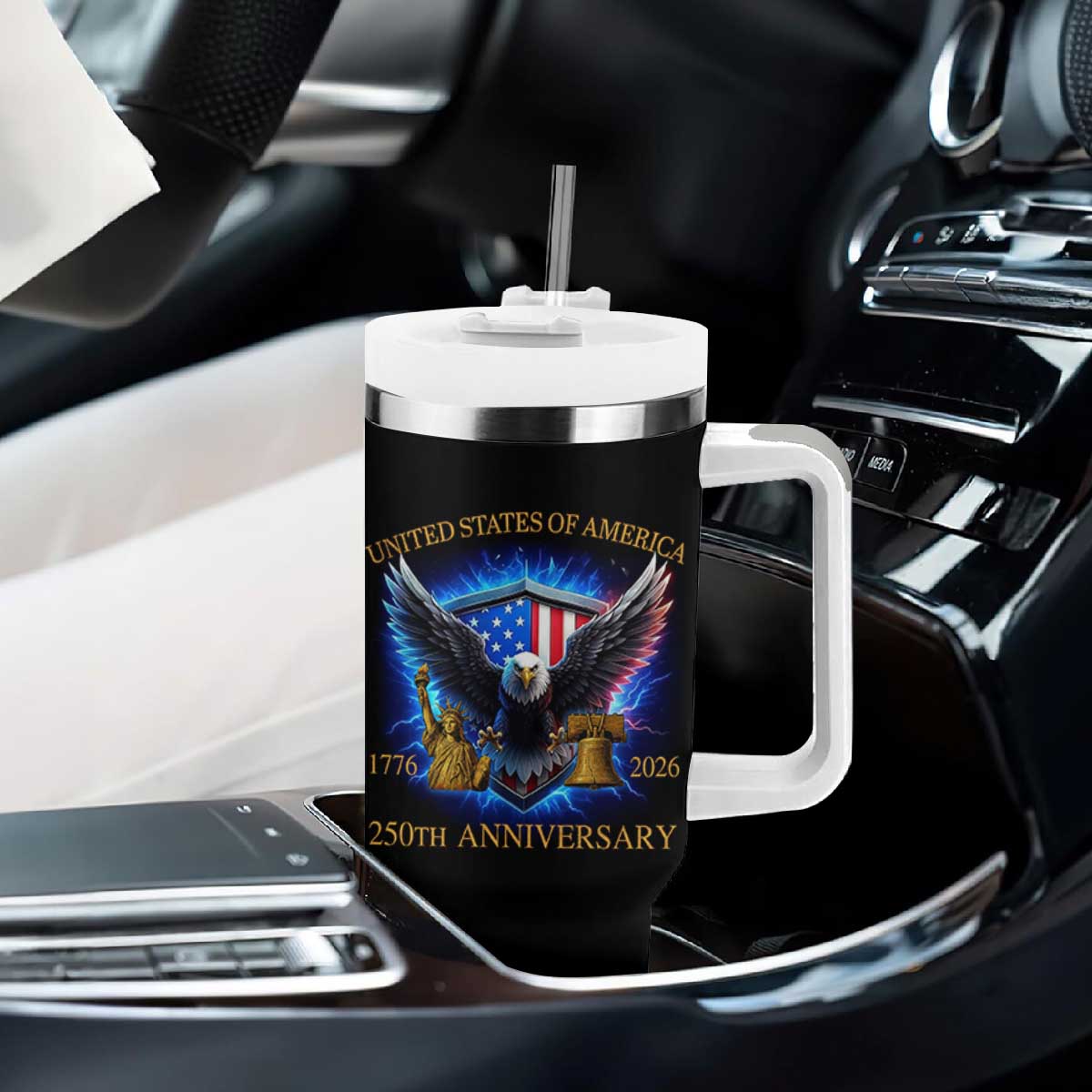 250 Years America Flag Tumbler With Handle Eagle 250th Anniversary USA Patriotic 1776 2026 TS10 Print Your Wear