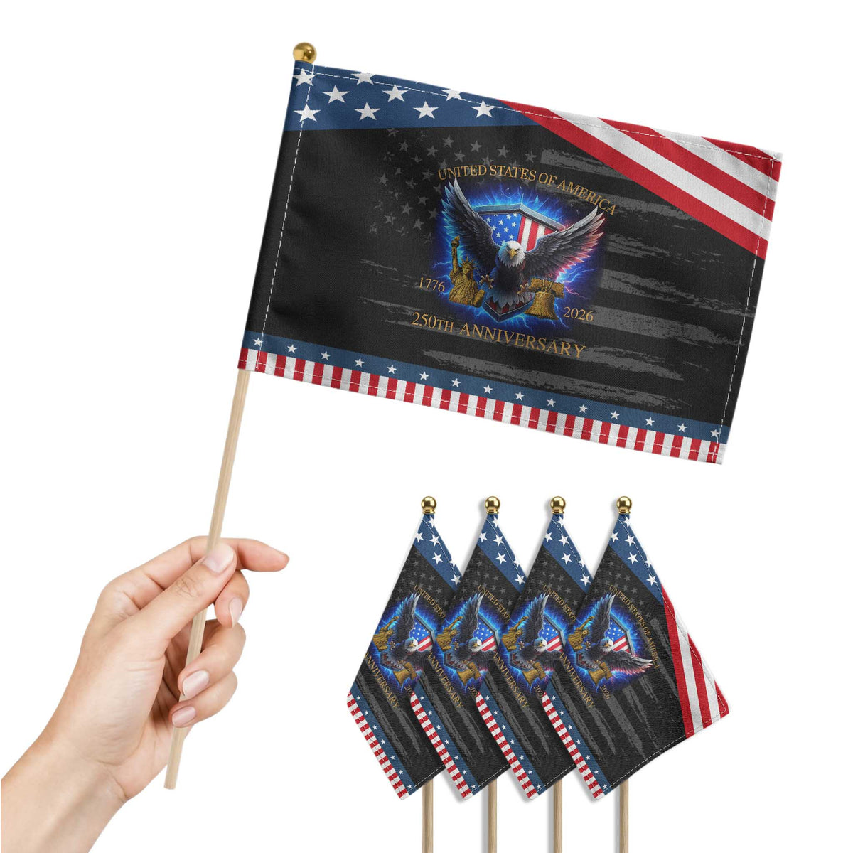 250 Years America Flag Patriotic Handheld Flag Eagle 250th Anniversary USA 1776 2026 TS10 Print Your Wear