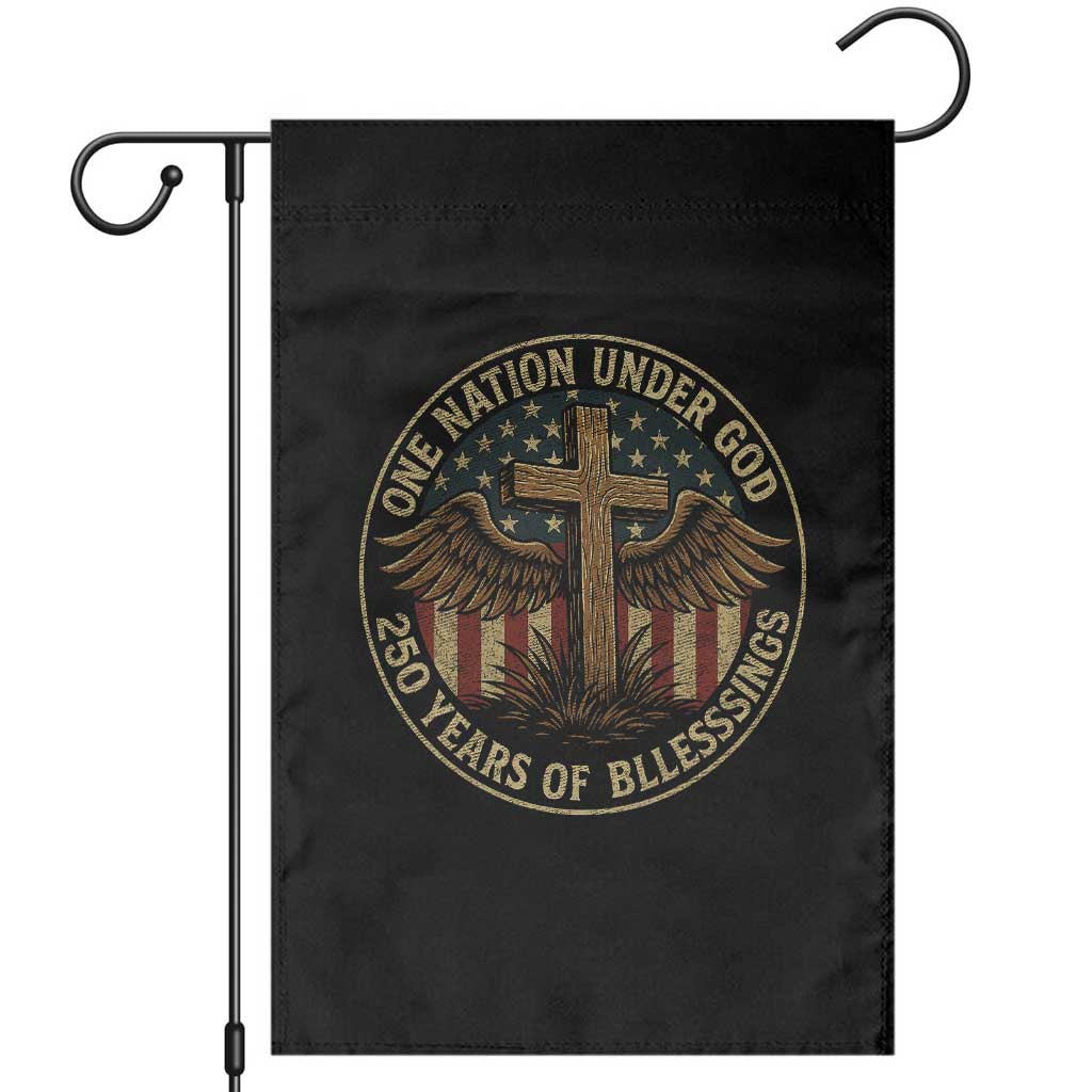 Blessings America 250 Years Garden Flag One Nation Under God USA 250th Anniversary Patriotic Cross TS10 Black Print Your Wear