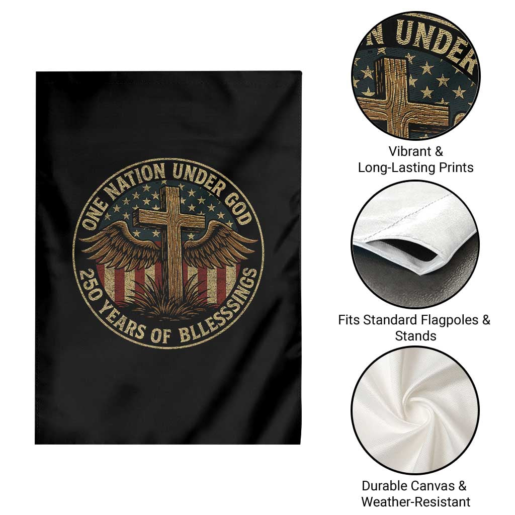 Blessings America 250 Years Garden Flag One Nation Under God USA 250th Anniversary Patriotic Cross TS10 Print Your Wear