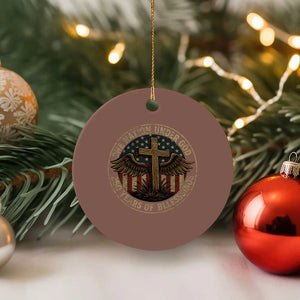 Blessings America 250 Years Ceramic Ornament One Nation Under God USA 250th Anniversary Patriotic Cross TS10 1pc Mocha Print Your Wear