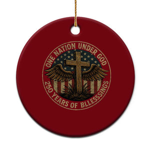 Blessings America 250 Years Ceramic Ornament One Nation Under God USA 250th Anniversary Patriotic Cross TS10 1pc Red Print Your Wear