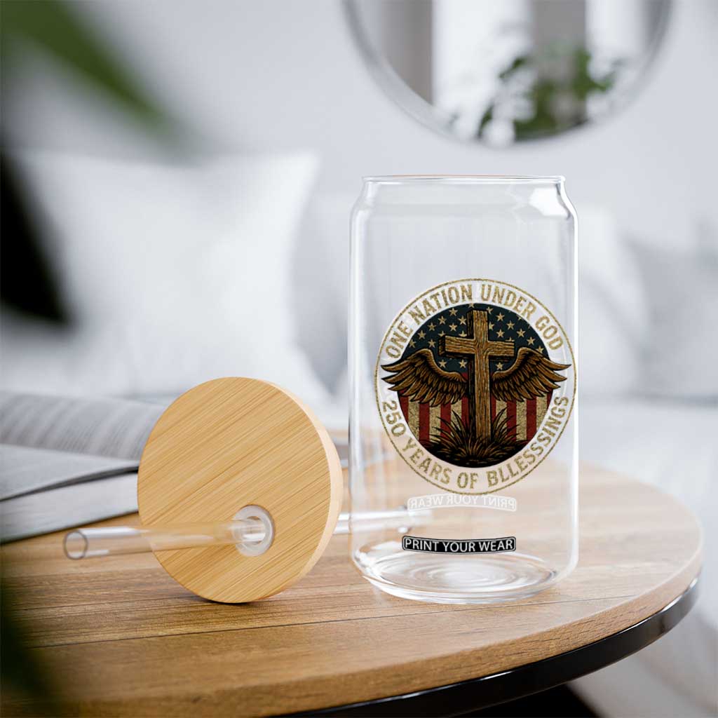 Blessings America 250 Years Glass Can One Nation Under God USA 250th Anniversary Patriotic Cross TS10 Print Your Wear