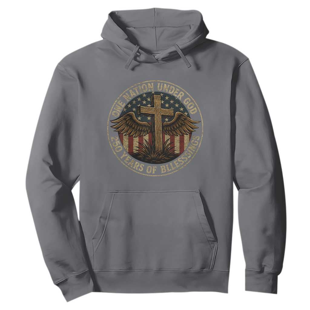 Blessings America 250 Years Hoodie One Nation Under God USA 250th Anniversary Patriotic Cross TS10 Charcoal Print Your Wear