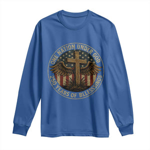 Blessings America 250 Years Long Sleeve Shirt One Nation Under God USA 250th Anniversary Patriotic Cross TS10 Royal Blue Print Your Wear