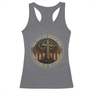 Blessings America 250 Years Racerback Tank Top One Nation Under God USA 250th Anniversary Patriotic Cross TS10 Charcoal Print Your Wear