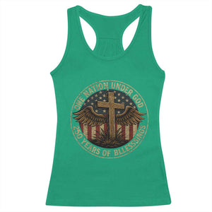 Blessings America 250 Years Racerback Tank Top One Nation Under God USA 250th Anniversary Patriotic Cross TS10 Irish Green Print Your Wear