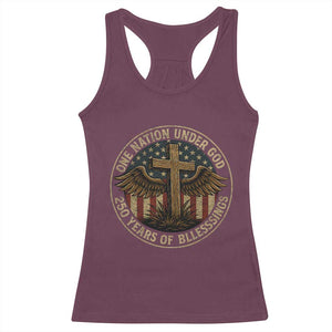 Blessings America 250 Years Racerback Tank Top One Nation Under God USA 250th Anniversary Patriotic Cross TS10 Maroon Print Your Wear