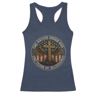 Blessings America 250 Years Racerback Tank Top One Nation Under God USA 250th Anniversary Patriotic Cross TS10 Navy Print Your Wear
