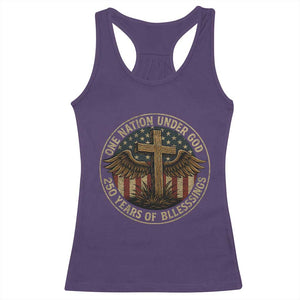 Blessings America 250 Years Racerback Tank Top One Nation Under God USA 250th Anniversary Patriotic Cross TS10 Purple Print Your Wear
