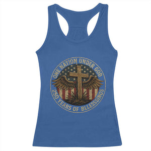 Blessings America 250 Years Racerback Tank Top One Nation Under God USA 250th Anniversary Patriotic Cross TS10 Royal Blue Print Your Wear