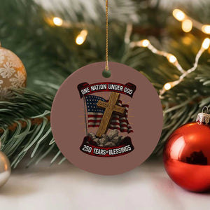 Blessings America Ceramic Ornament One Nation Under God USA 250th Anniversary Patriotic Christian TS10 1pc Mocha Print Your Wear