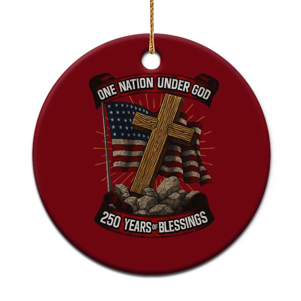 Blessings America Ceramic Ornament One Nation Under God USA 250th Anniversary Patriotic Christian TS10 1pc Red Print Your Wear