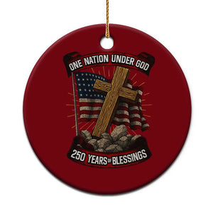 Blessings America Ceramic Ornament One Nation Under God USA 250th Anniversary Patriotic Christian TS10 1pc Red Print Your Wear