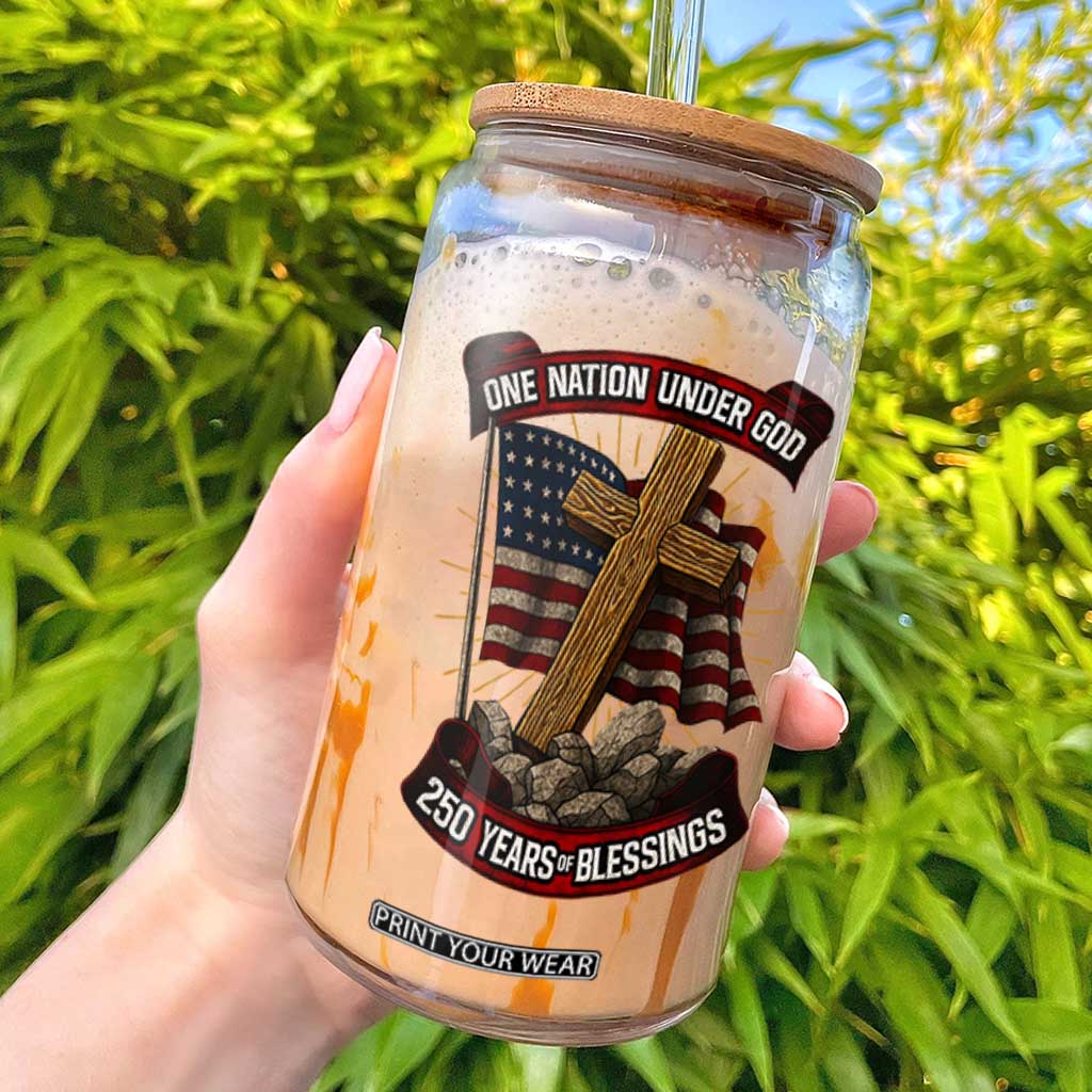 Blessings America Glass Can One Nation Under God USA 250th Anniversary Patriotic Christian TS10 Black Print Your Wear