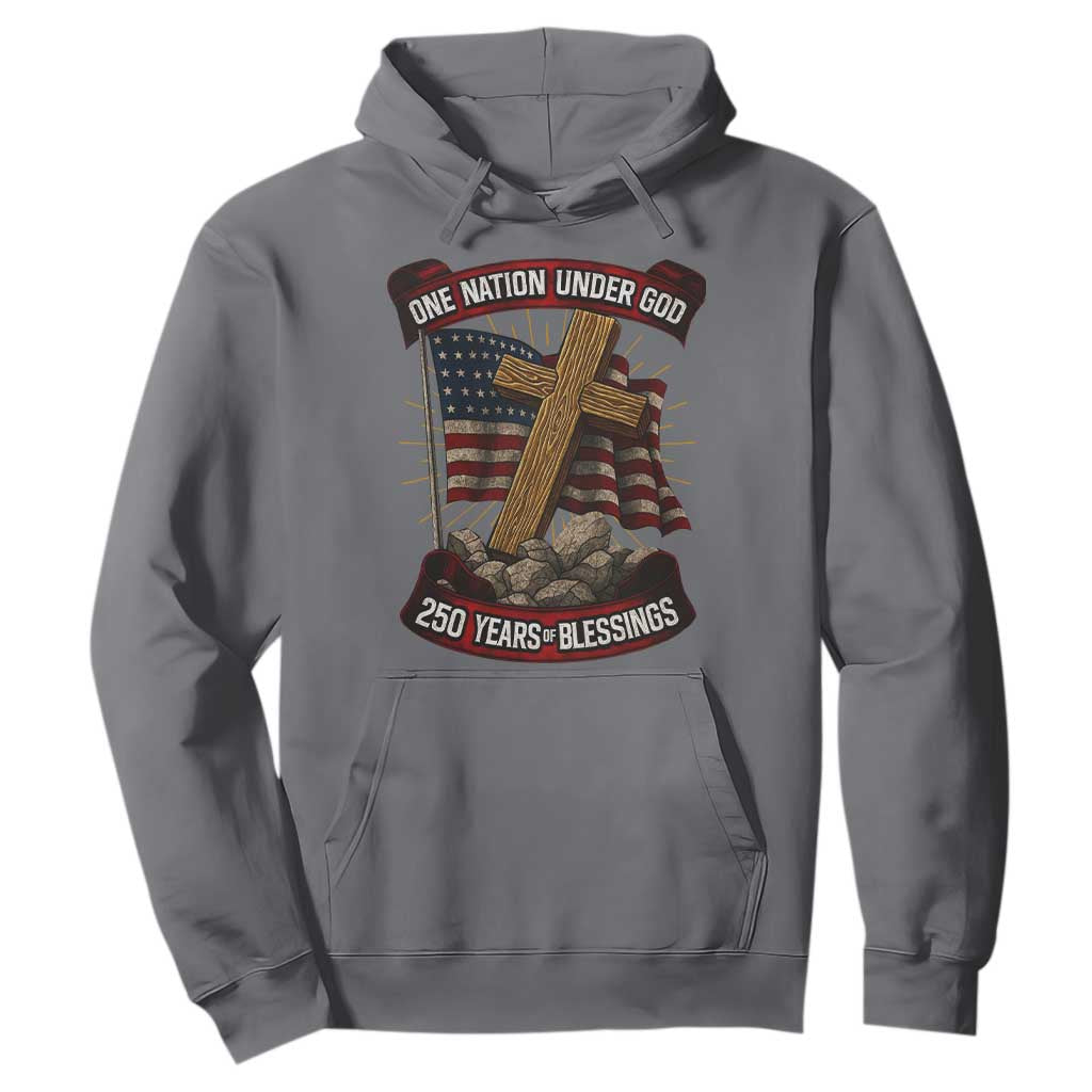 Blessings America Hoodie One Nation Under God USA 250th Anniversary Patriotic Christian TS10 Charcoal Print Your Wear