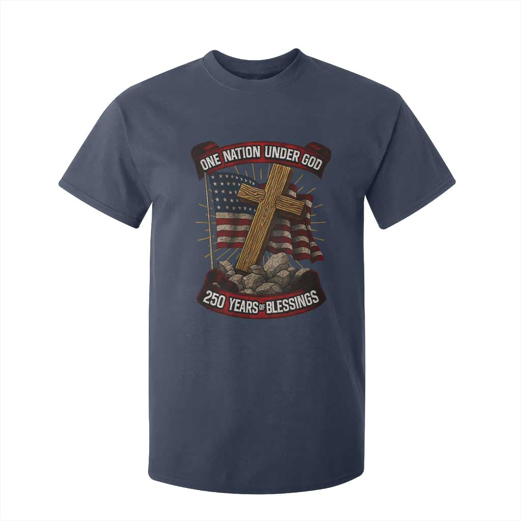 Blessings America T Shirt For Kid One Nation Under God USA 250th Anniversary Patriotic Christian TS10 Navy Print Your Wear