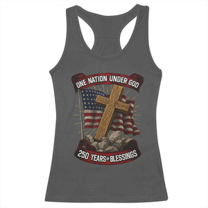 Blessings America Racerback Tank Top One Nation Under God USA 250th Anniversary Patriotic Christian TS10 Dark Heather Print Your Wear