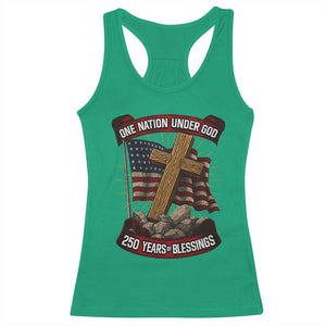 Blessings America Racerback Tank Top One Nation Under God USA 250th Anniversary Patriotic Christian TS10 Irish Green Print Your Wear