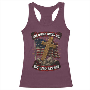 Blessings America Racerback Tank Top One Nation Under God USA 250th Anniversary Patriotic Christian TS10 Maroon Print Your Wear