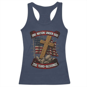 Blessings America Racerback Tank Top One Nation Under God USA 250th Anniversary Patriotic Christian TS10 Navy Print Your Wear