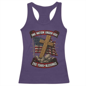 Blessings America Racerback Tank Top One Nation Under God USA 250th Anniversary Patriotic Christian TS10 Purple Print Your Wear