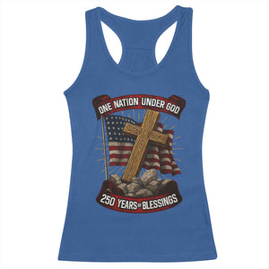 Blessings America Racerback Tank Top One Nation Under God USA 250th Anniversary Patriotic Christian TS10 Royal Blue Print Your Wear