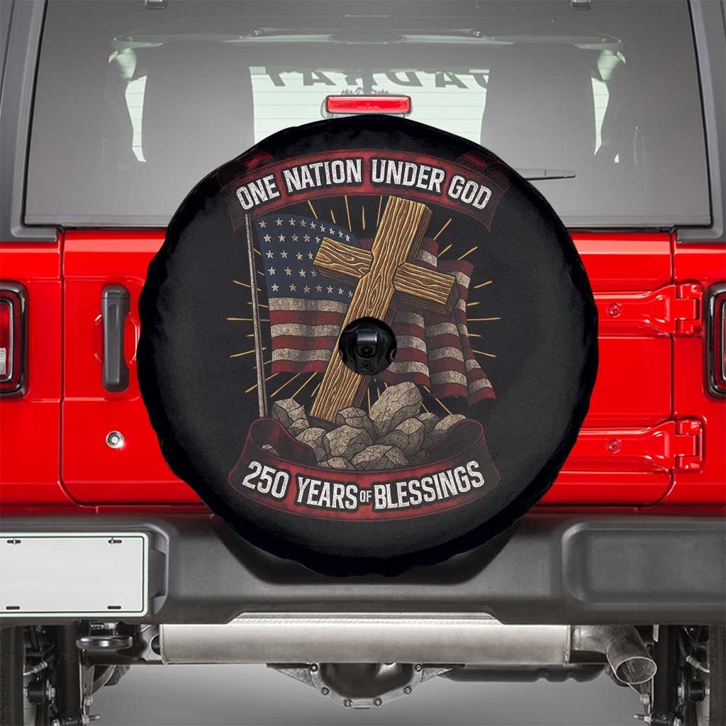 Blessings America Spare Tire Cover One Nation Under God USA 250th Anniversary Patriotic Christian TS10 Black Print Your Wear