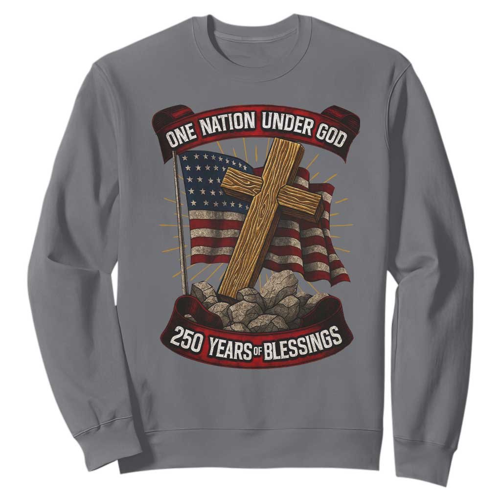 Blessings America Sweatshirt One Nation Under God USA 250th Anniversary Patriotic Christian TS10 Charcoal Print Your Wear