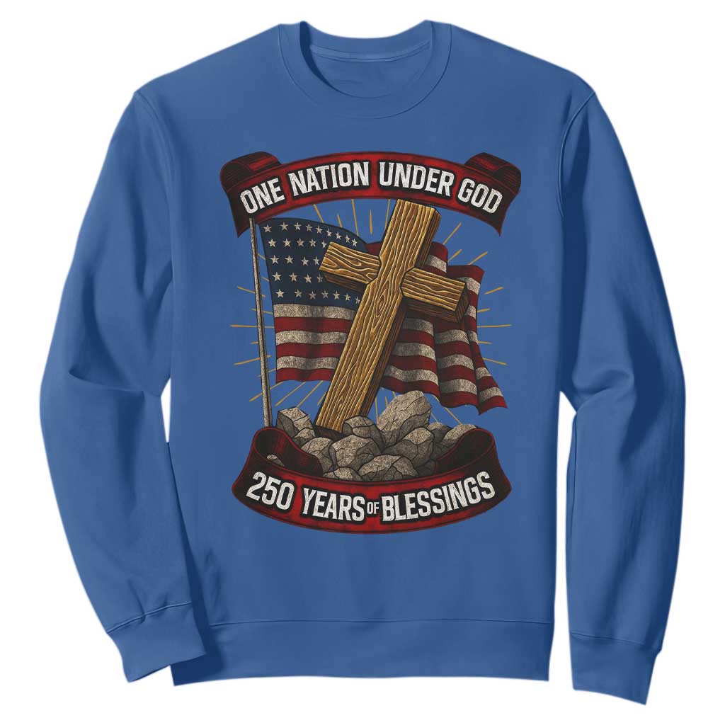 Blessings America Sweatshirt One Nation Under God USA 250th Anniversary Patriotic Christian TS10 Royal Blue Print Your Wear
