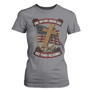 Blessings America T Shirt For Women One Nation Under God USA 250th Anniversary Patriotic Christian TS10 Charcoal Print Your Wear