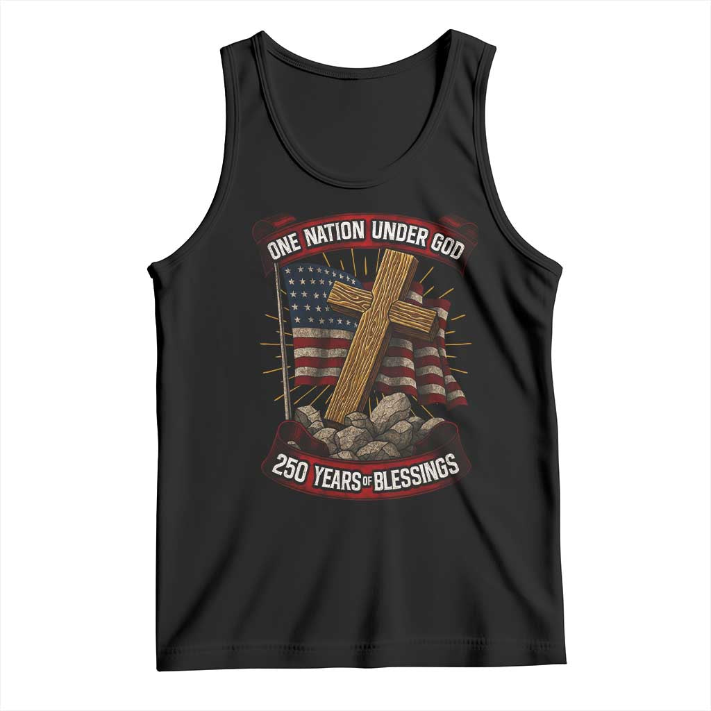 Blessings America Tank Top One Nation Under God USA 250th Anniversary Patriotic Christian TS10 Black Print Your Wear