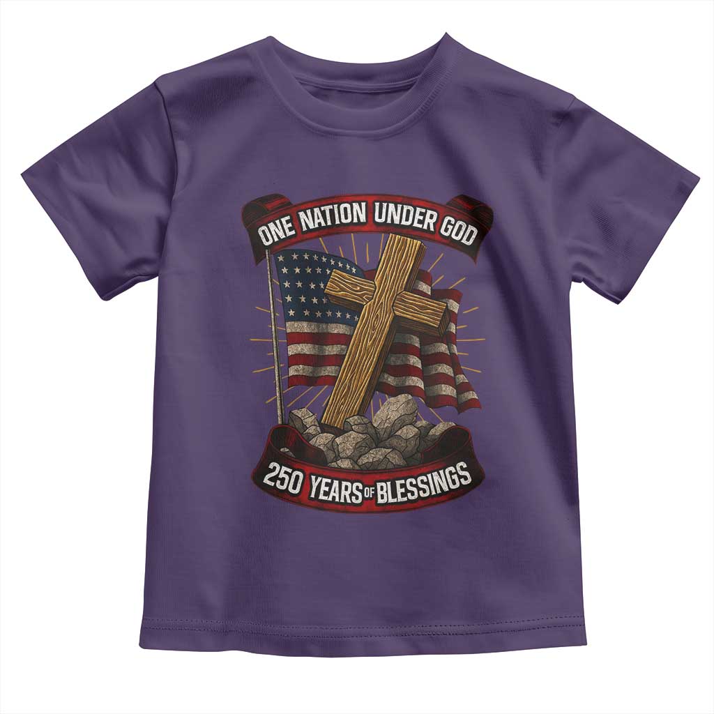 Blessings America Toddler T Shirt One Nation Under God USA 250th Anniversary Patriotic Christian TS10 Purple Print Your Wear