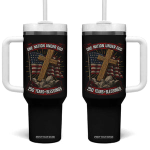Blessings America Tumbler With Handle One Nation Under God USA 250th Anniversary Patriotic Christian TS10 One Size: 40 oz Black Print Your Wear