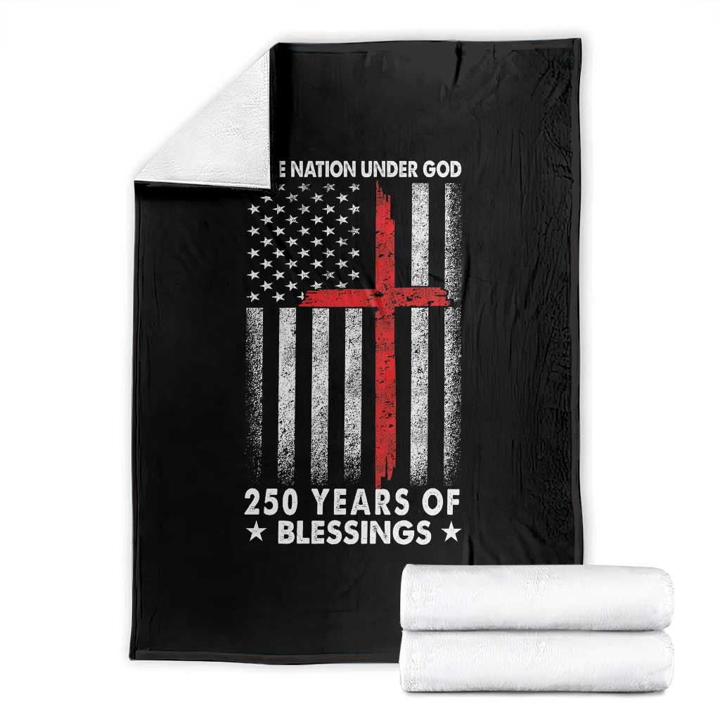 One Nation Under God Throw Blanket USA 250th Anniversary Patriotic Christian One Nation Under God TS10 Black Print Your Wear