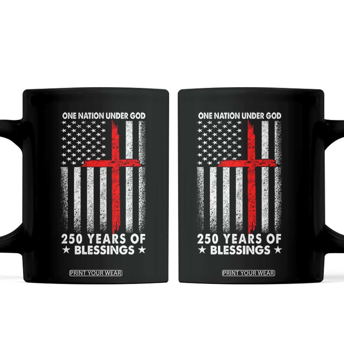One Nation Under God Coffee Mug USA 250th Anniversary Patriotic Christian One Nation Under God TS10 Black Print Your Wear