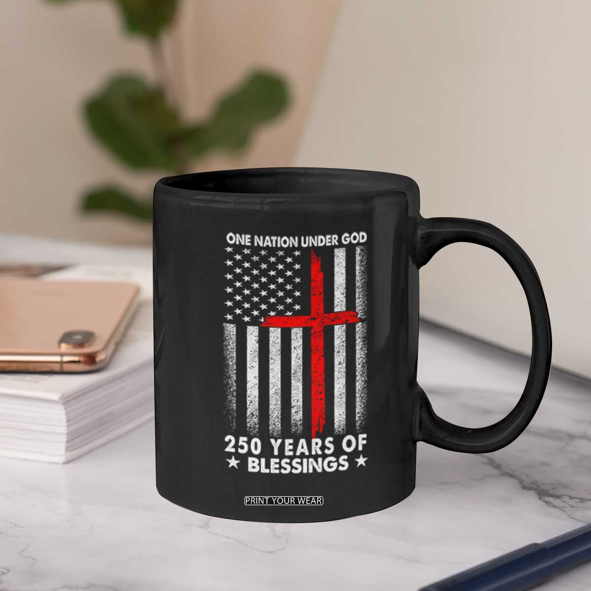 One Nation Under God Coffee Mug USA 250th Anniversary Patriotic Christian One Nation Under God TS10 Print Your Wear