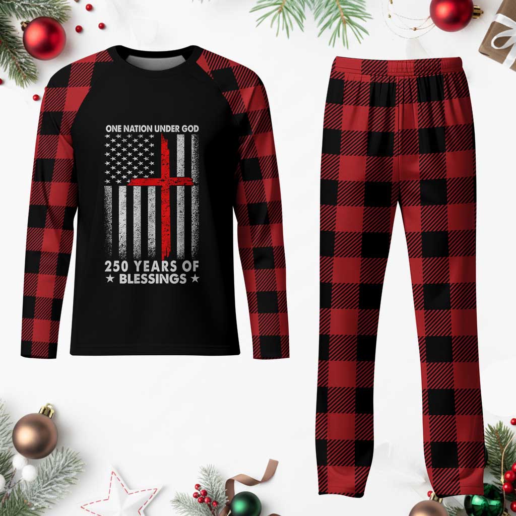 One Nation Under God Plaid Pajama Set USA 250th Anniversary Patriotic Christian One Nation Under God TS10 Buffalo Plaid Print Your Wear