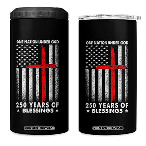 One Nation Under God 4 in 1 Can Cooler Tumbler USA 250th Anniversary Patriotic Christian One Nation Under God TS10 One Size: 16 oz Black Print Your Wear