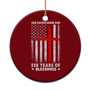 One Nation Under God Ceramic Ornament USA 250th Anniversary Patriotic Christian One Nation Under God TS10 1pc Red Print Your Wear