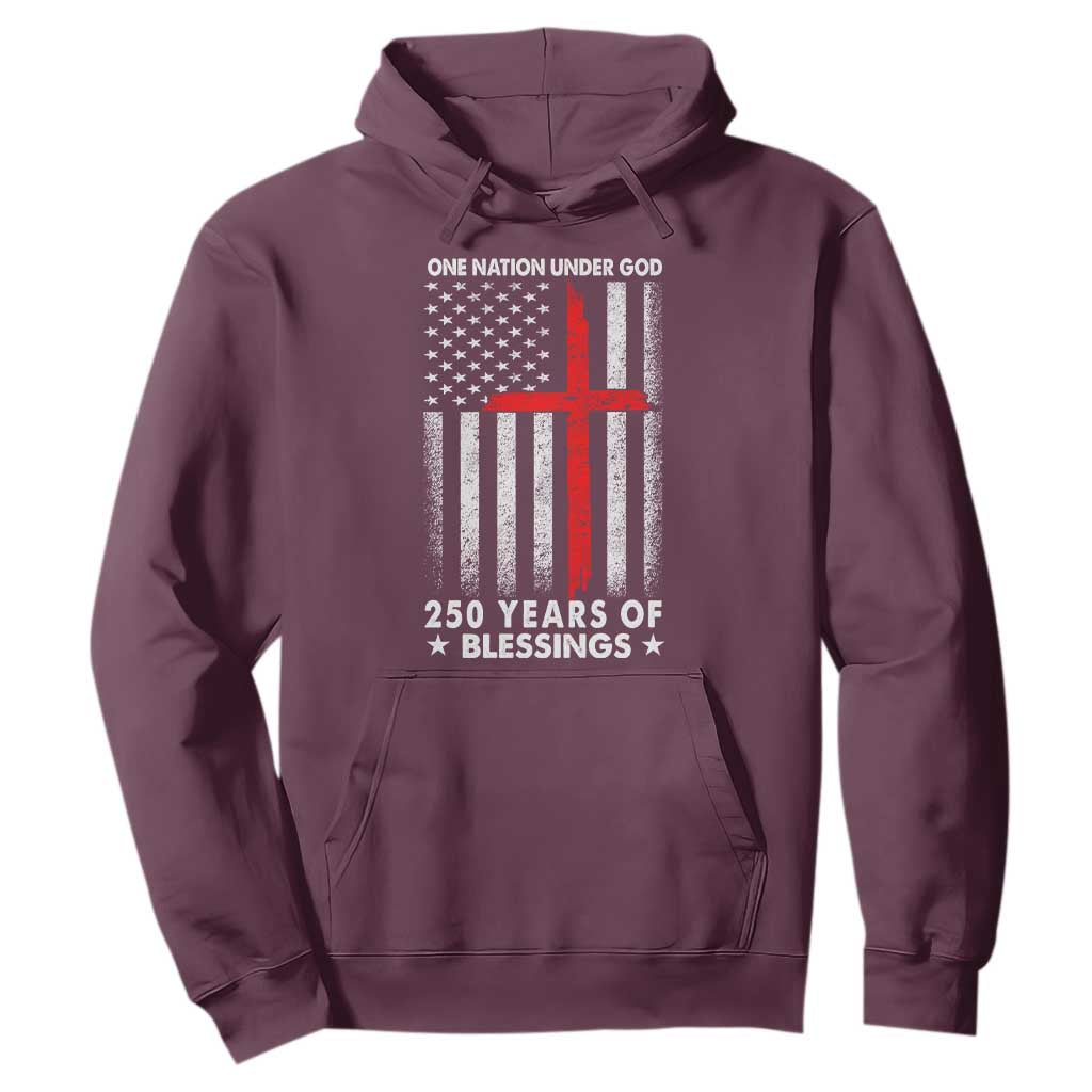 One Nation Under God Hoodie USA 250th Anniversary Patriotic Christian One Nation Under God TS10 Maroon Print Your Wear