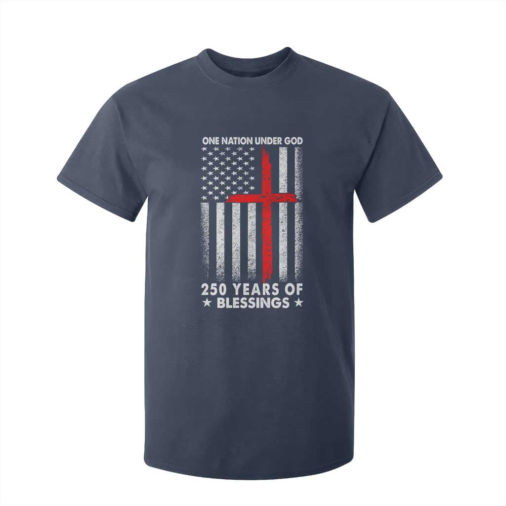 One Nation Under God T Shirt For Kid USA 250th Anniversary Patriotic Christian One Nation Under God TS10 Navy Print Your Wear