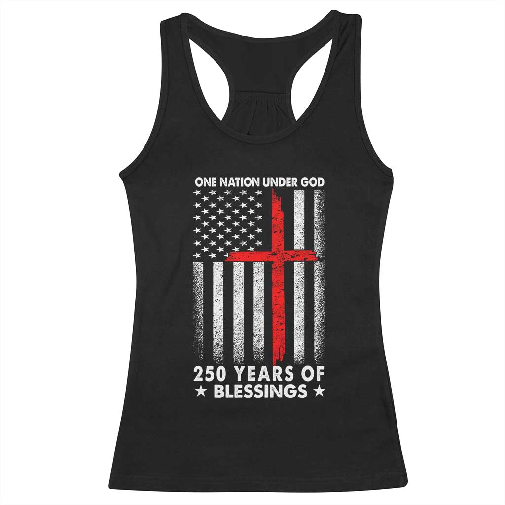 One Nation Under God Racerback Tank Top USA 250th Anniversary Patriotic Christian One Nation Under God TS10 Black Print Your Wear