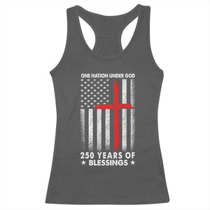 One Nation Under God Racerback Tank Top USA 250th Anniversary Patriotic Christian One Nation Under God TS10 Dark Heather Print Your Wear