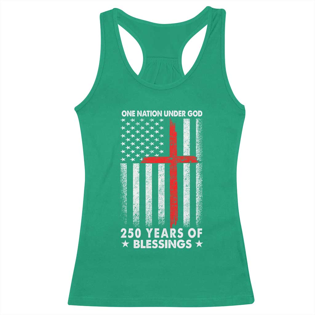 One Nation Under God Racerback Tank Top USA 250th Anniversary Patriotic Christian One Nation Under God TS10 Irish Green Print Your Wear
