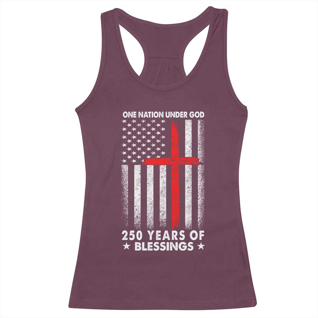 One Nation Under God Racerback Tank Top USA 250th Anniversary Patriotic Christian One Nation Under God TS10 Maroon Print Your Wear