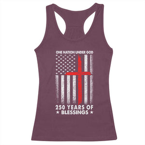 One Nation Under God Racerback Tank Top USA 250th Anniversary Patriotic Christian One Nation Under God TS10 Maroon Print Your Wear
