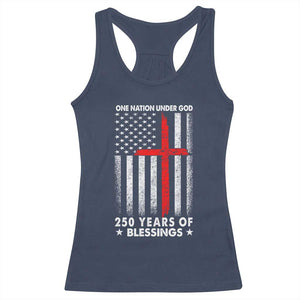 One Nation Under God Racerback Tank Top USA 250th Anniversary Patriotic Christian One Nation Under God TS10 Navy Print Your Wear
