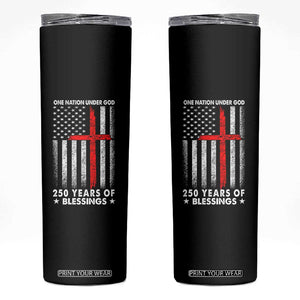 One Nation Under God Skinny Tumbler USA 250th Anniversary Patriotic Christian One Nation Under God TS10 Black Print Your Wear